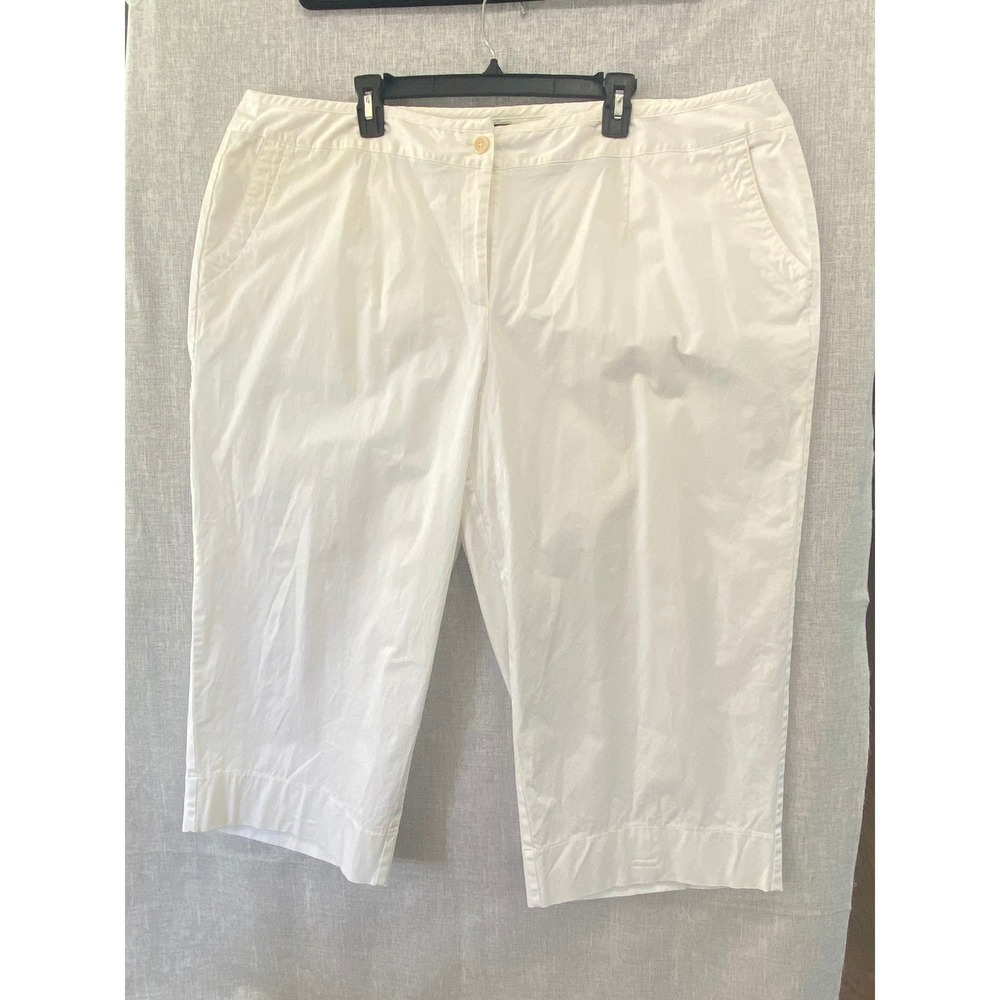 Talbots Capri Pants Women 24W White Classic Stretch Plus Size Cropped Cotton